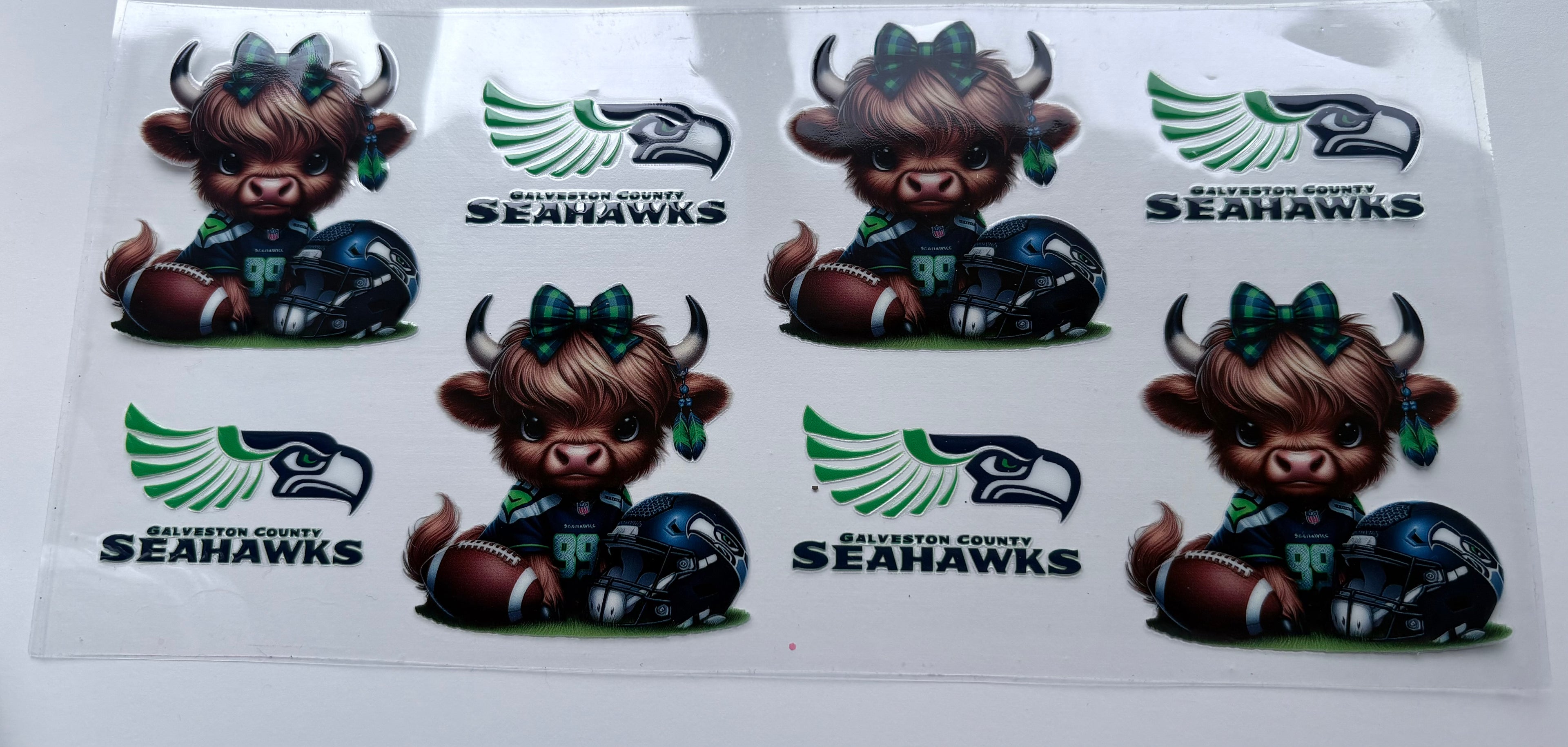 Seahawks highland cow